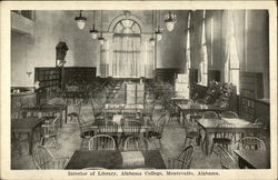 Interior of Library, Alabama College Montevallo, AL Postcard Postcard