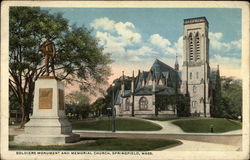 Soldiers Monument and Memorial Church Springfield, MA Postcard Postcard