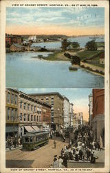 View of Granby Street, in 1865, and as it is today Norfolk, VA Postcard Postcard