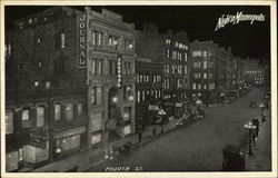 Fourth Street at night Postcard