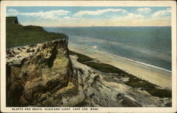 Bluffs and Beach, Highland Light Cape Cod, MA Postcard Postcard