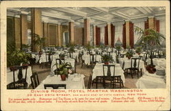 Dining Room at Hotel Martha Washington New York, NY Postcard Postcard