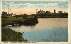 Crystal Lake and East Chop Light Oak Bluffs, MA Postcard Postcard