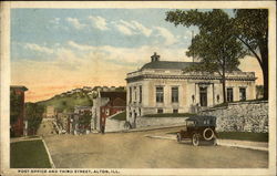 Post Office and Third Street Alton, IL Postcard Postcard