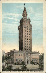 News Tower, New Home of the Miami Daily News Florida Postcard Postcard