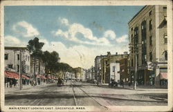 Main Street Looking East Greenfield, MA Postcard Postcard