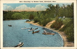 Canoeing on Shaker Lake Cleveland, OH Postcard Postcard