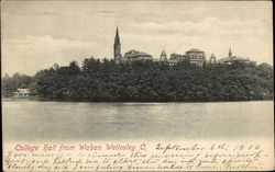 College Hall from Waban Wellesley, MA Postcard Postcard