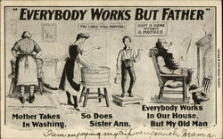 Everybody Works but Father Comic, Funny Postcard Postcard