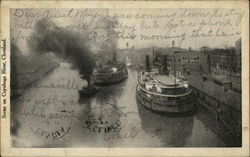 Scene on Cuyahoga River Cleveland, OH Postcard Postcard