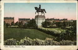 Public Garden with Statue Postcard