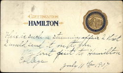 Greetings from Hamilton New York Postcard Postcard