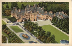 Airplane View of Biltmore House Postcard