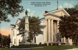 Vance County Court House and Confederate Monument Henderson, NC Postcard Postcard