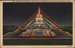 James Scott Memorial Fountain by Illumination, Belle Isle Park Detroit, MI Postcard Postcard