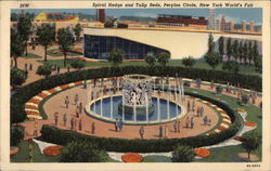 Spiral Hedge and Tulip Beds, Perylon Circle, New York World's Fair Postcard