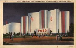 Night Scene of the Ford Motor Building, Texas Centennial Exposition Dallas, TX Postcard Postcard