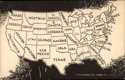 Map of the United States Postcard