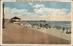 Boardwalk Fishing Pier and Beach Postcard