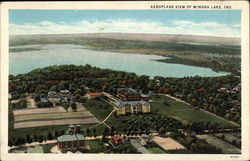 Aeroplane view of Winona Lake Indiana Postcard Postcard