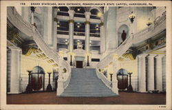 Grand Staircase, Main Entrance, Pennsylvania's State Capitol Postcard