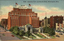 Gateway Park and Nicollet Hotel Postcard