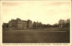 Buildings at College of William and Mary from the Sunken Garden Postcard