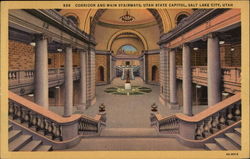 Corridor and Main Stairway: Utah State Capital Salt Lake City, UT Postcard Postcard