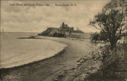 Light House and Beach, Prince's Bay Staten Island, NY Postcard Postcard