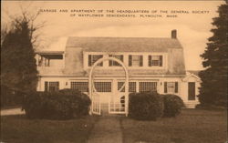 Garage and Apartment of the Headquarters of the General Society of Mayflower Descendants Plymouth, MA Postcard Postcard