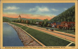 Kanawha Boulevard from Kanawha City Bridge Showing the Capitol Dome Postcard