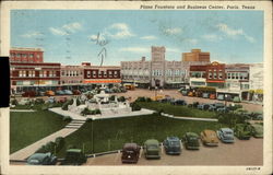 Plaza Fountain and Business Center Postcard