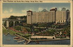 Hotel Westlake and Rocky River Bridge Postcard