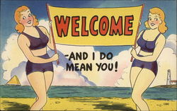 Welcome - and I do Mean You! Swimsuits & Pinup Postcard Postcard