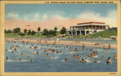 Bathing Beach and Bath House, lAKEVIEW pARK Lorain, OH Postcard Postcard