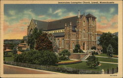 Immaculate Conception Church Lowell, MA Postcard Postcard