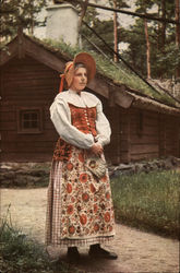 Swedish Woman In Native Costume Postcard