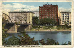 River front and Market Street Bridge Postcard