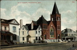 M.E. Church, Marinette, Wis Postcard