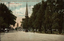 Woodward Ave. looking North from Grand Circus Park Postcard