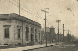 Clinton Street, Showing Post Office and Hospital Postcard