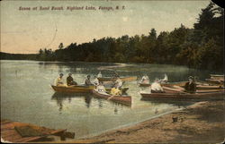 Scene at Sand Beach, Highland Lake, Venoge New York Postcard Postcard