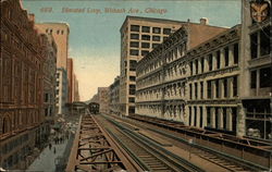 Elevated Loop, Wabash Ave Chicago, IL Postcard Postcard