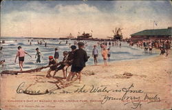 Children's Day at Bathing Beach, Lincoln Park Chicago, IL Postcard Postcard