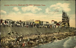 Sunday Afternoon, Beach and Sea Wall Galveston, TX Postcard Postcard