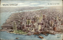 Aerial View of Manhattan Island, Showing New York Skyscrapers Postcard