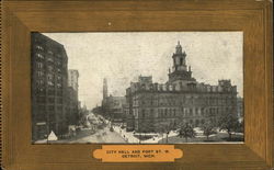 City Hall and Fort St. W Detroit, MI Postcard Postcard