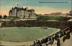 High School and Stadium Postcard