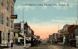 Lincoln Highway, Looking East from 1st St Postcard