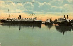 Lake Steamers in Harbor Postcard